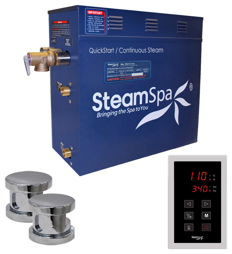 Steamspa Oasis 10.5 Kw Quickstart Steam Bath Generator, Polished Chrome