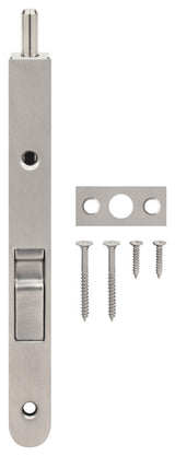 Nuk3y 7" Single Route Flush Bolt Round Corner, Satin Nickel