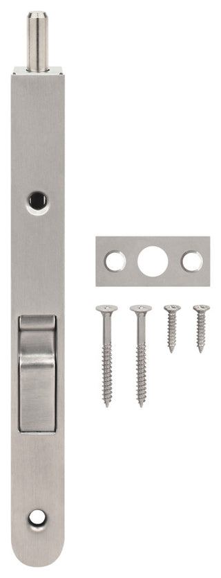 Nuk3y 7" Single Route Flush Bolt Round Corner, Satin Nickel