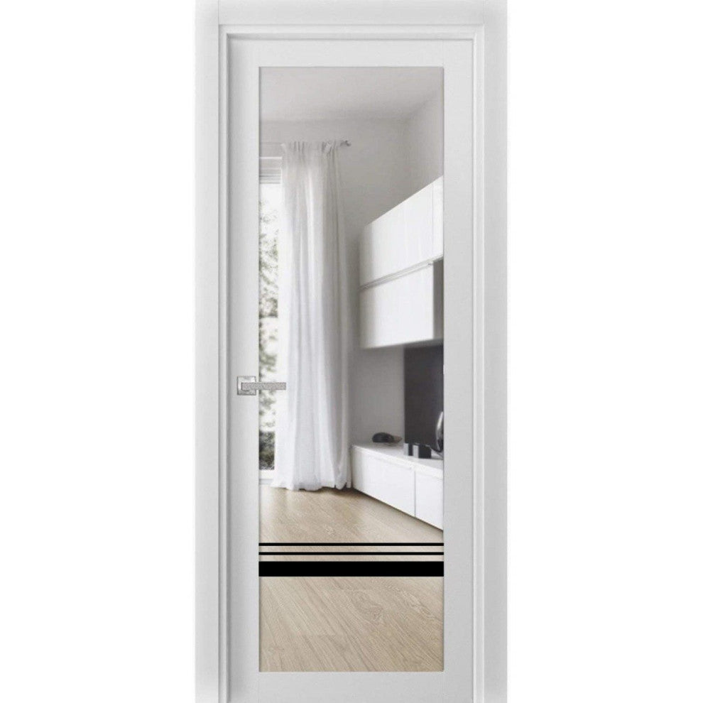 Solid French Door 30x84 | Lucia 2666 White Silk| Bathroom