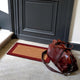 Sheltered Front Door Mat Coir Coco Fibers Rug 24x13, Natural/Red Borders
