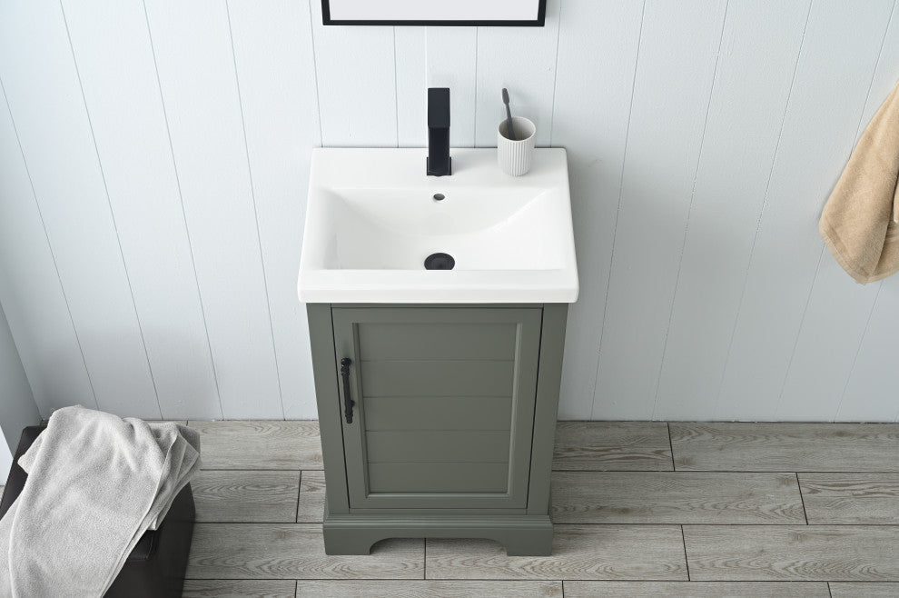 Vanity Art Bathroom Vanity With Sink & Top, Vintage Green, 20", Black Stone