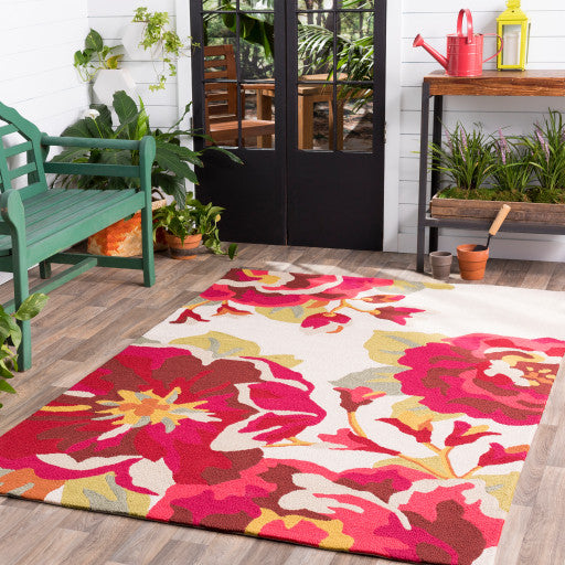 Surya Rain RAI-1230 5'x8' Rug, Dark Red/Ivory