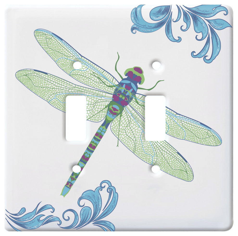 Blue Dragonfly Double Toggle  Switchplate