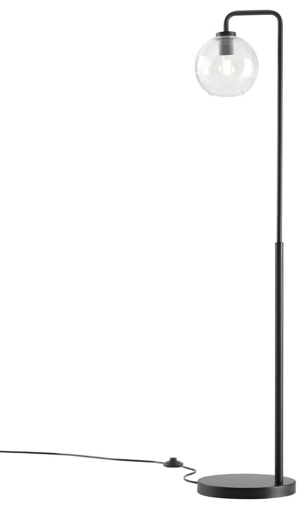 Floor Lamp Light, Black, Glass, Metal, Modern, Mid Century Bistro Hospitality