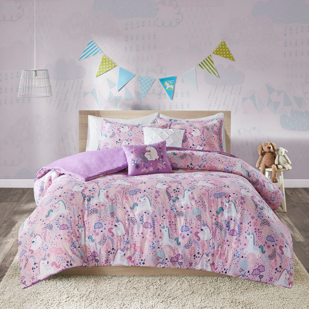 Urban Habitat Kids Lola Unicorn Cotton Duvet Cover Set, Pink