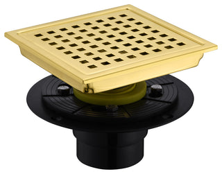 Luxier 6" Square Shower Floor Drain FD01-6, Brushed Gold
