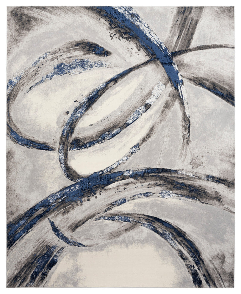 Nourison Splash 9' x 12' Grey Navy Modern Indoor Rug