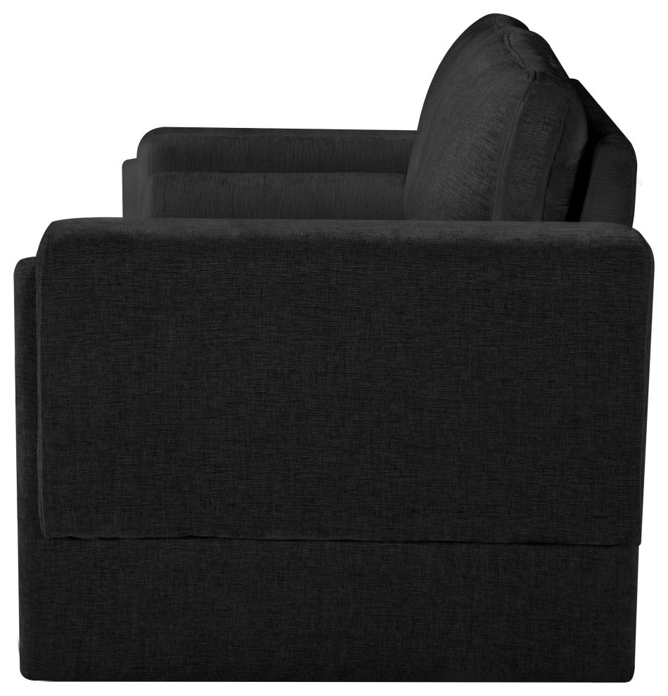 Madeline Chenille Fabric Upholstered Chair, Black, Loveseat