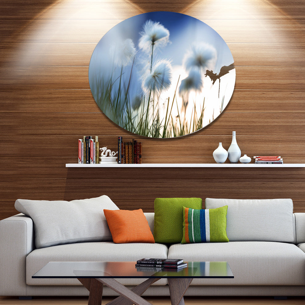 Beautiful Polar White Flowers, Floral Round Wall Art, 11"