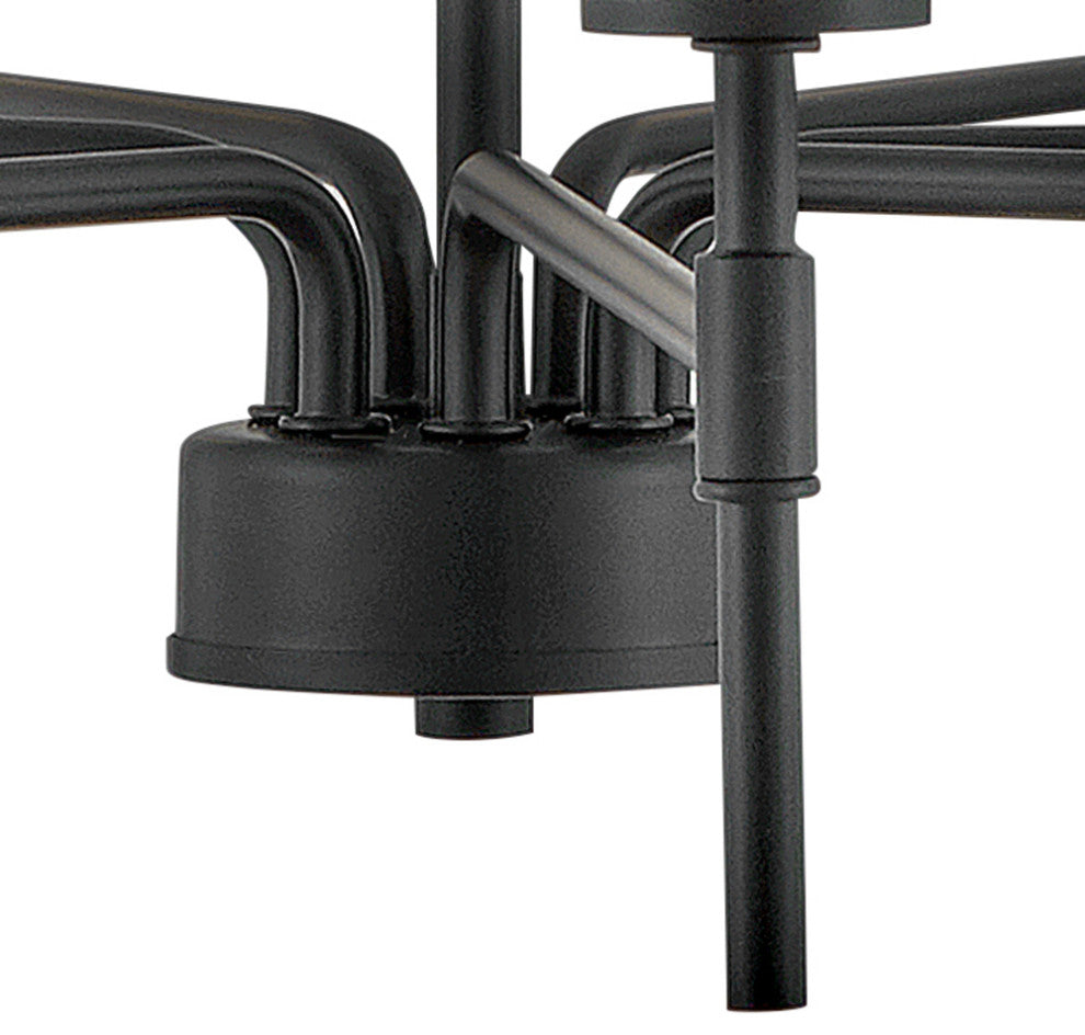 Lark Hux 36" Large Single Tier Chandelier, Black + Lacquered Brass