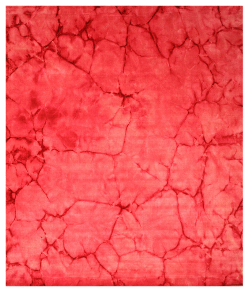 Handmade Wool Pink Contemporary Abstract Dip Dyed Rug, 5'x8'