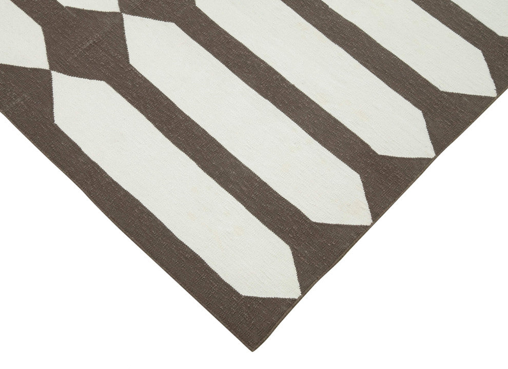 Rug N Carpet - Handmade Wool 3' 7'' x 5' 6'' Geometric Dhurrie Kilim Rug