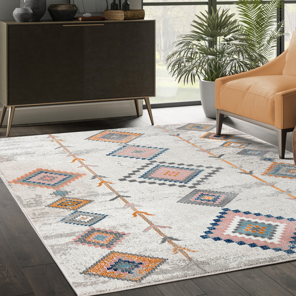 Abani Porto Collection PRT190A Geometric Moroccan Inspired Multi Color Area Rug