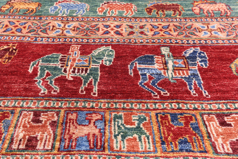 Handmade Antiqued Pazyryk Historical Design Wool Rug 8' 2" X 10' 2" Q7664