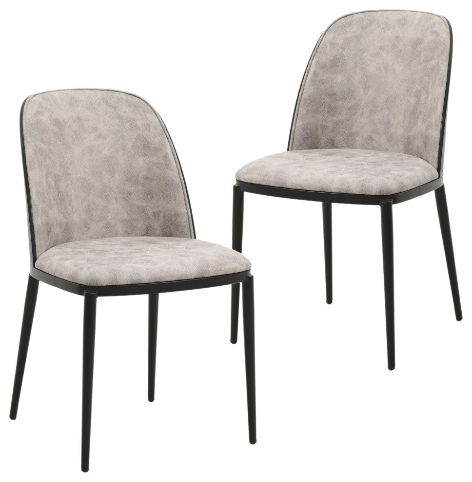 LeisureMod Tule Dining Side Chair, Set of 2, Black/Charcoal