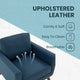 LeisureMod Chester Mid-Century Modern Faux Leather Accent Arm Chair, Navy Blue