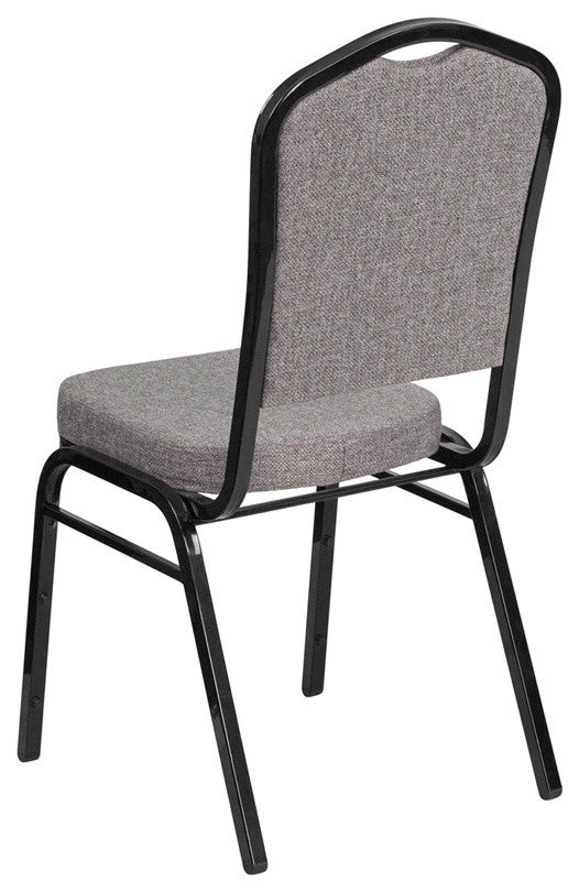 Hercules Series Crown Back Stacking Banquet Chair, Gray Fabric, Black Frame