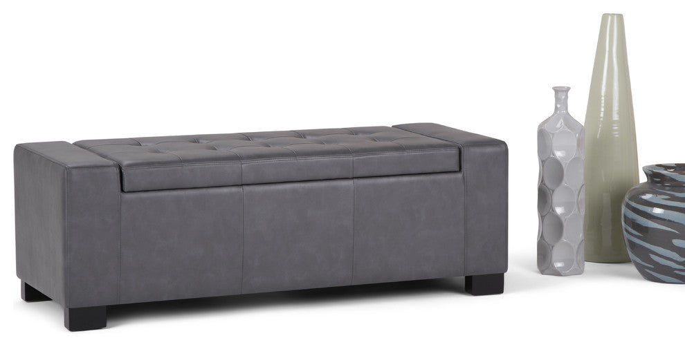 Laredo 51" Contemporary Storage Ottoman, Stone Gray