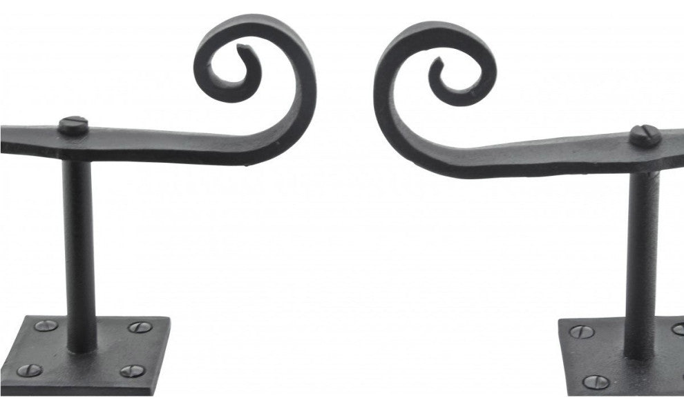 Black Shutter Dog Rat Tail Hand Forged Iron Rustproof Finish Set of 6