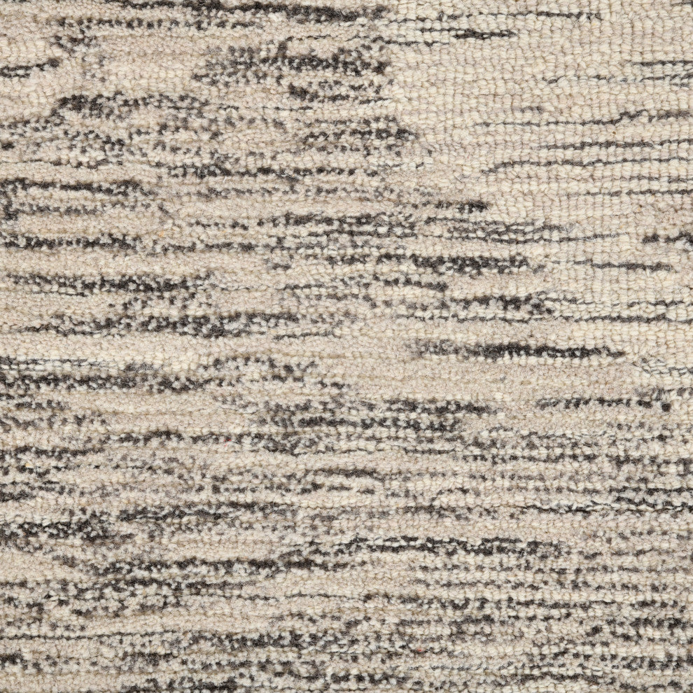 Mexico Abstract Ivory Charcoal Hand-Hooked Area Rug 8' x 10'