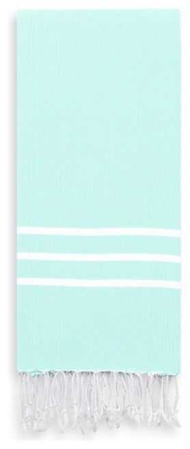 Alara Turkish Pestemal Hand Towel, Soft Aqua/White Stripes, 38"x23"
