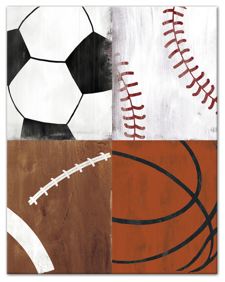 Close Up Sports Balls 11x14 Canvas Wall Art