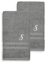 Denzi Hand Towels With Monogrammed Letter, Set of 2, S