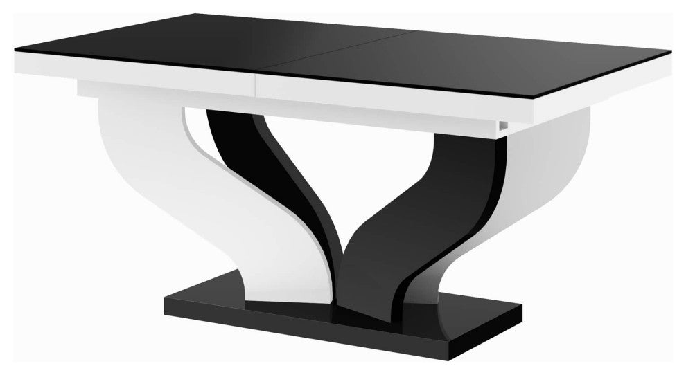AVIVA Dining Table Set With 6 Chairs, Black/White/Blue