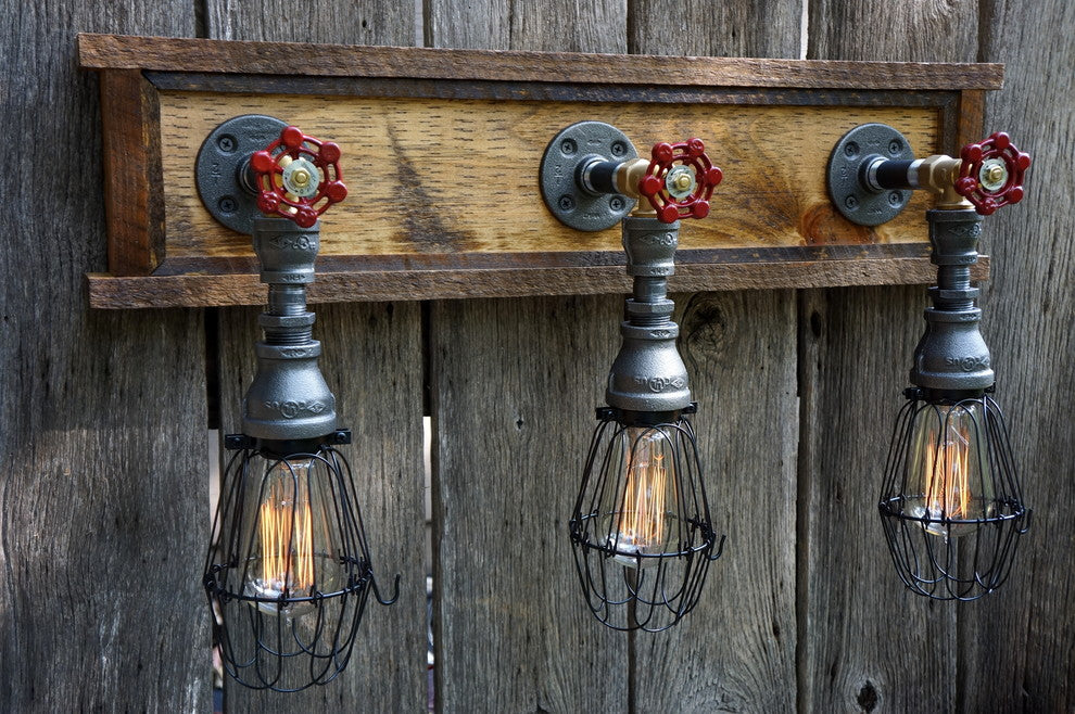 Early Country Vanity 3-Light W/Wire Cages