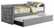 Twin Tufted Nailhead Daybed With Trundle, Velvet Gray