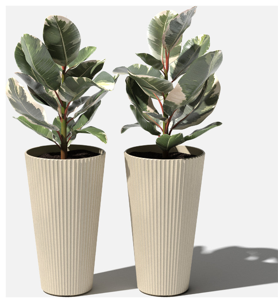 Veradek Demi Series Tall 26" Planter, Sand, 2 Pack