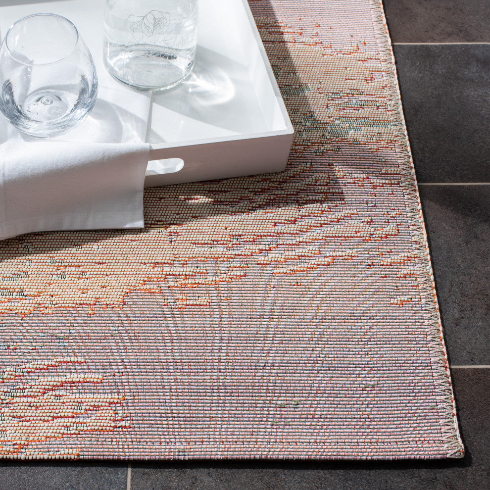 Safavieh Barbados Collection Indoor-Outdoor BAR585 Rug, Light Blue/Pink, 5'3"x7'6"