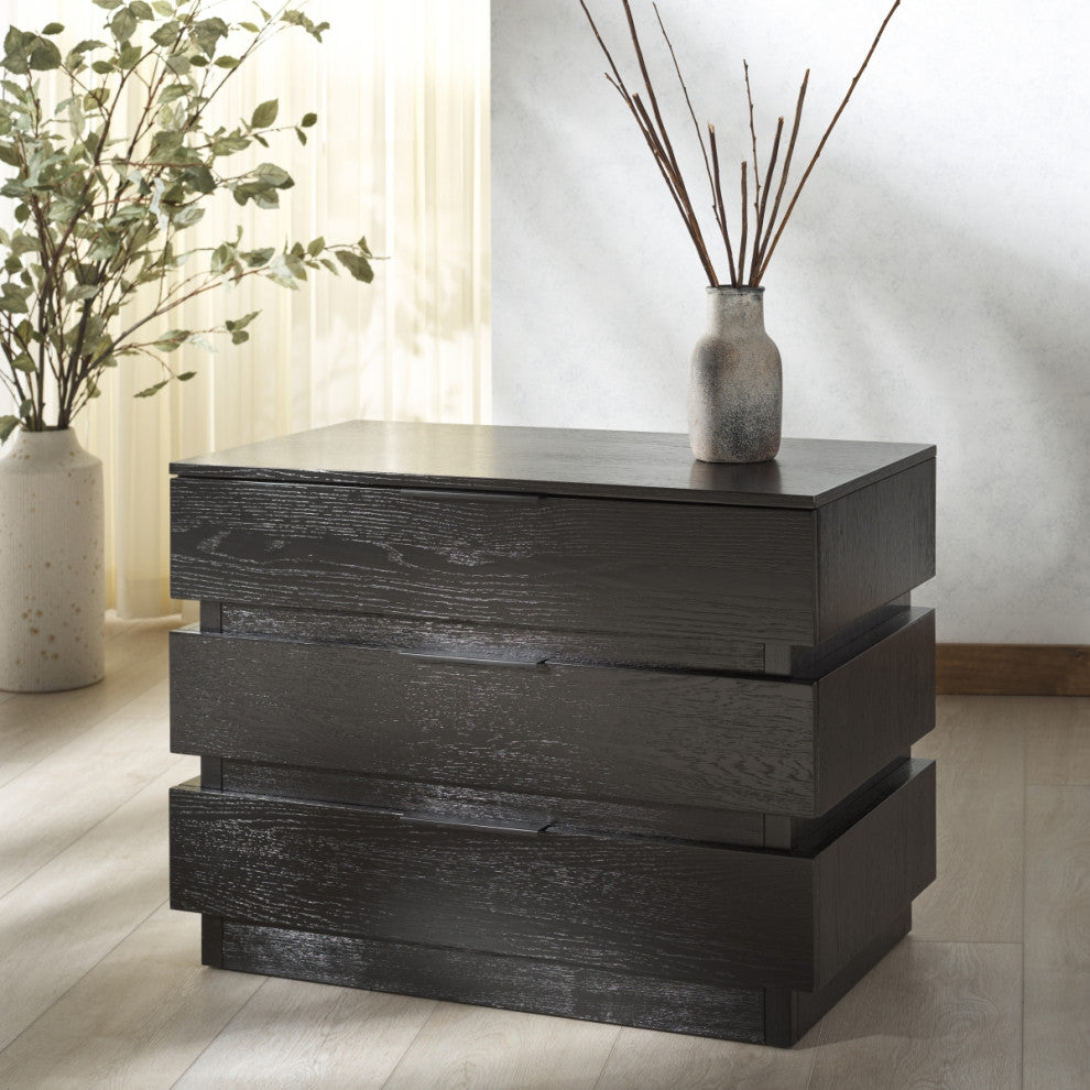 Safavieh Couture Titus 3 Drawer Stacked Chest, Black