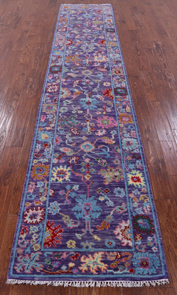 Runner Turkish Oushak Handmade Wool Rug 2' 8" X 12' 9" - Q15927