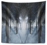 Winter Forest with Dark Woods Landscape Wall Tapestry, 60"x50"