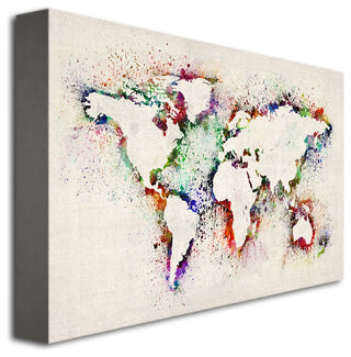 'World Map Paint Splashes' Canvas Art by Michael Tompsett