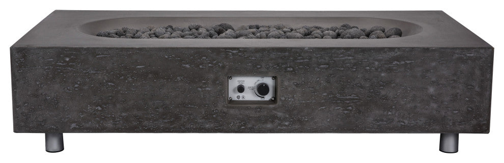 Pyromania Alchemy Concrete Fire Pit Table, 60"x30", Charcoal, Natural Gas