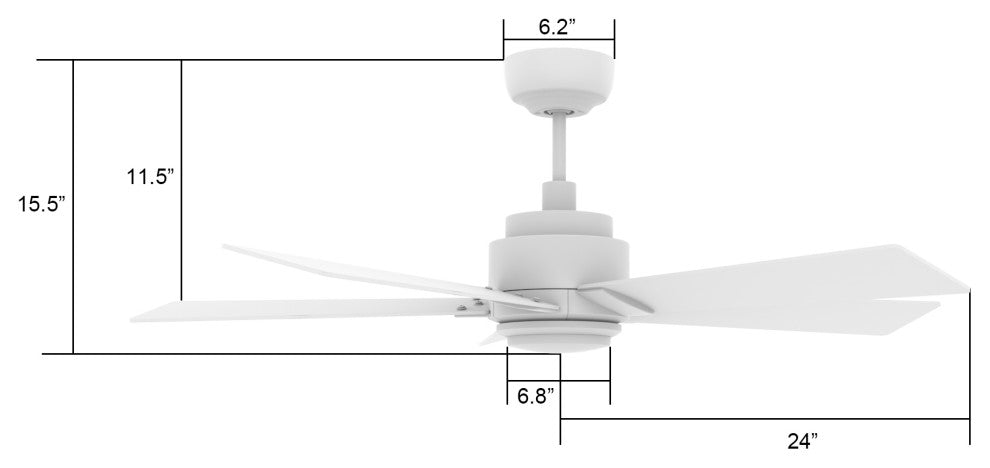 CARRO Modern LED Ceiling Fan with Remote and Dimmable Light, White, 48"