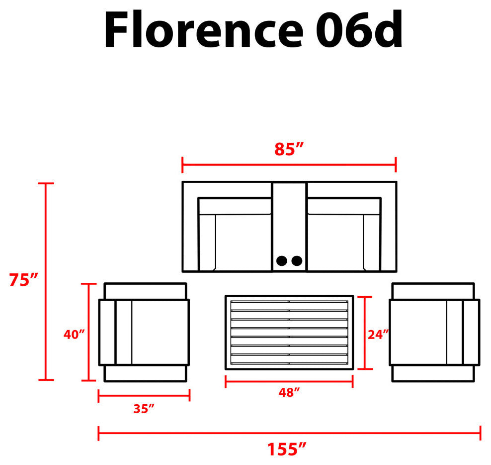 Florence 6 Piece Outdoor Wicker Patio Furniture Set 06d, Spa