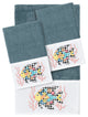 Linum Home Textiles Turkish Cotton Feliz 3-Piece Embellished Towel Set, Teal