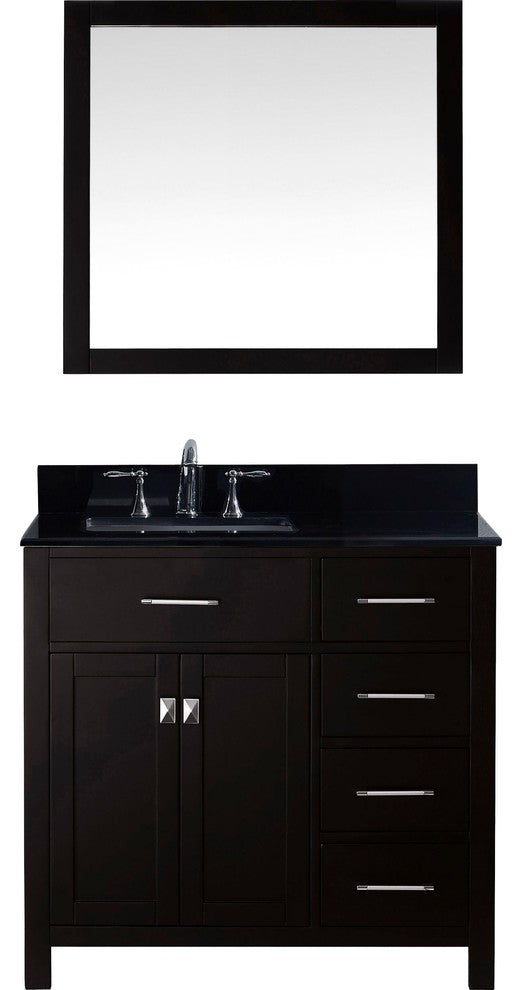 Caroline Parkway 36" Single Bathroom Vanity, Espresso, Square Sink, No Faucet