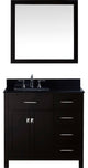 Caroline Parkway 36" Single Bathroom Vanity, Espresso, Square Sink, No Faucet