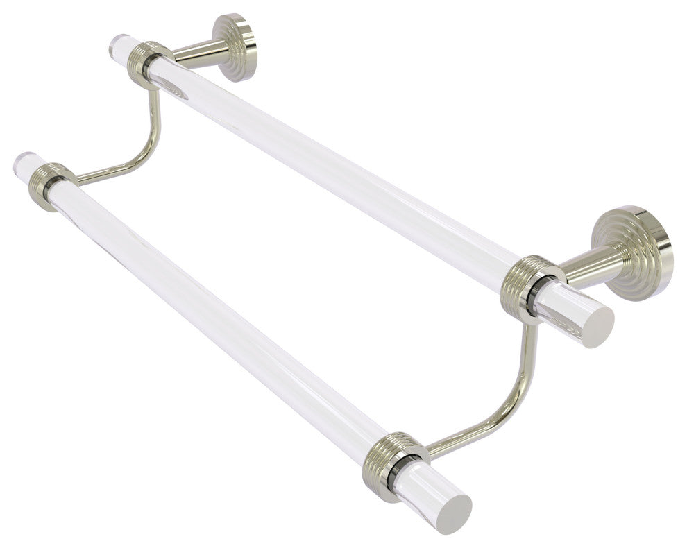 Pacific Beach 18" Double Towel Bar with Groovy Accents, Polished Nickel