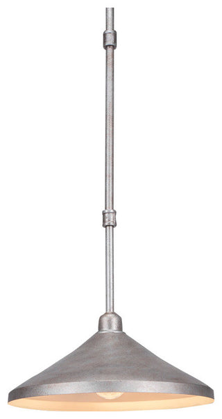 Vintage 1-Light Stem Mini Pendant, Aged Silver/Aged Silver Cone Metal Shade