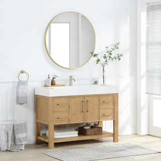 Vera Bath Vanity with Stone Top, Washed Ash Grey, 48", Single Vanity, No Mirror