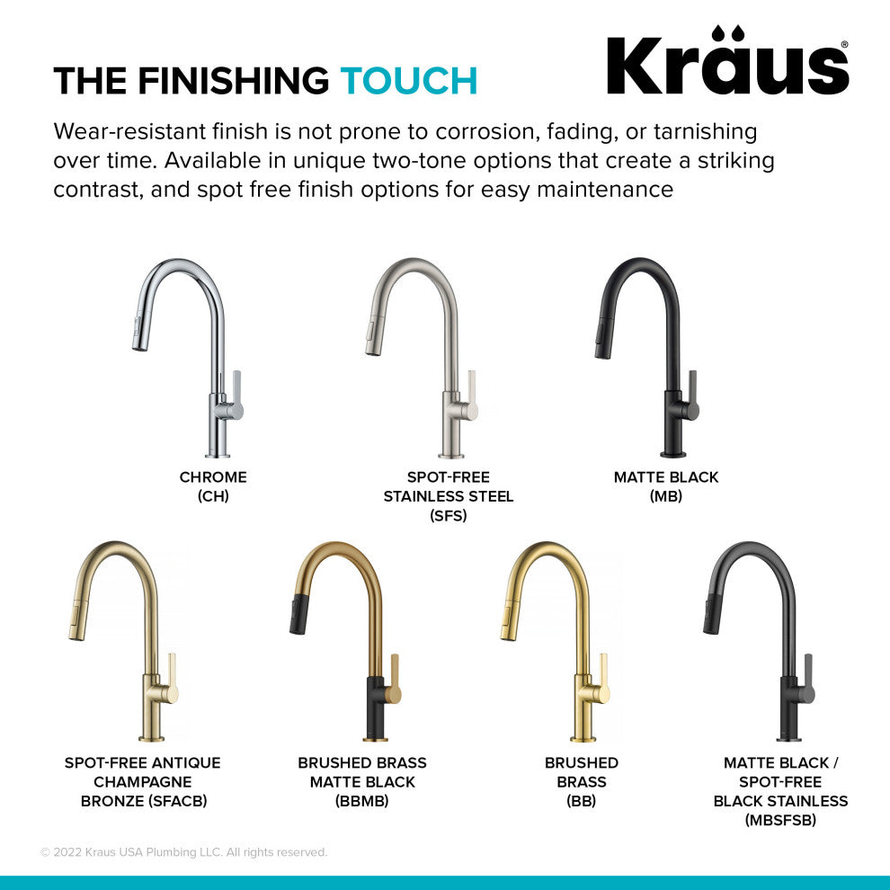 Oletto Pull-Down 1-Hole Kitchen Faucet, Chrome, Model Kpf-2820ch
