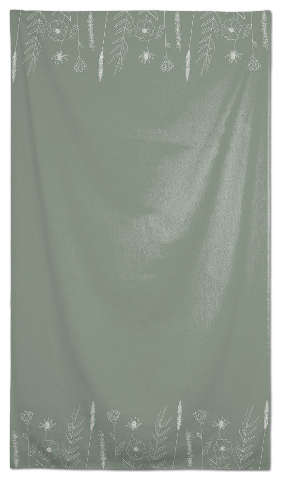 Green Flowers 58 x 102 Outdoor Tablecloth
