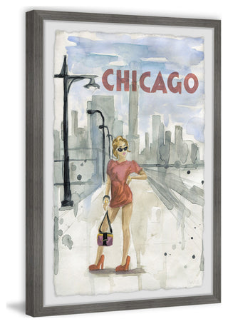 "Posing by the Lakefront" Framed Painting Print, 24x36