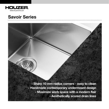 Houzer CNR-1700 Savior 17" Undermount Single Basin Stainless - Stainless Steel